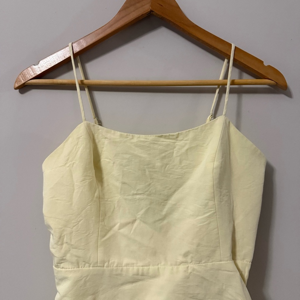 3/$20⚡️ Zara Pale Yellow Mini Dress Romper Sleeveless Square Neck Summer - Picture 7 of 14